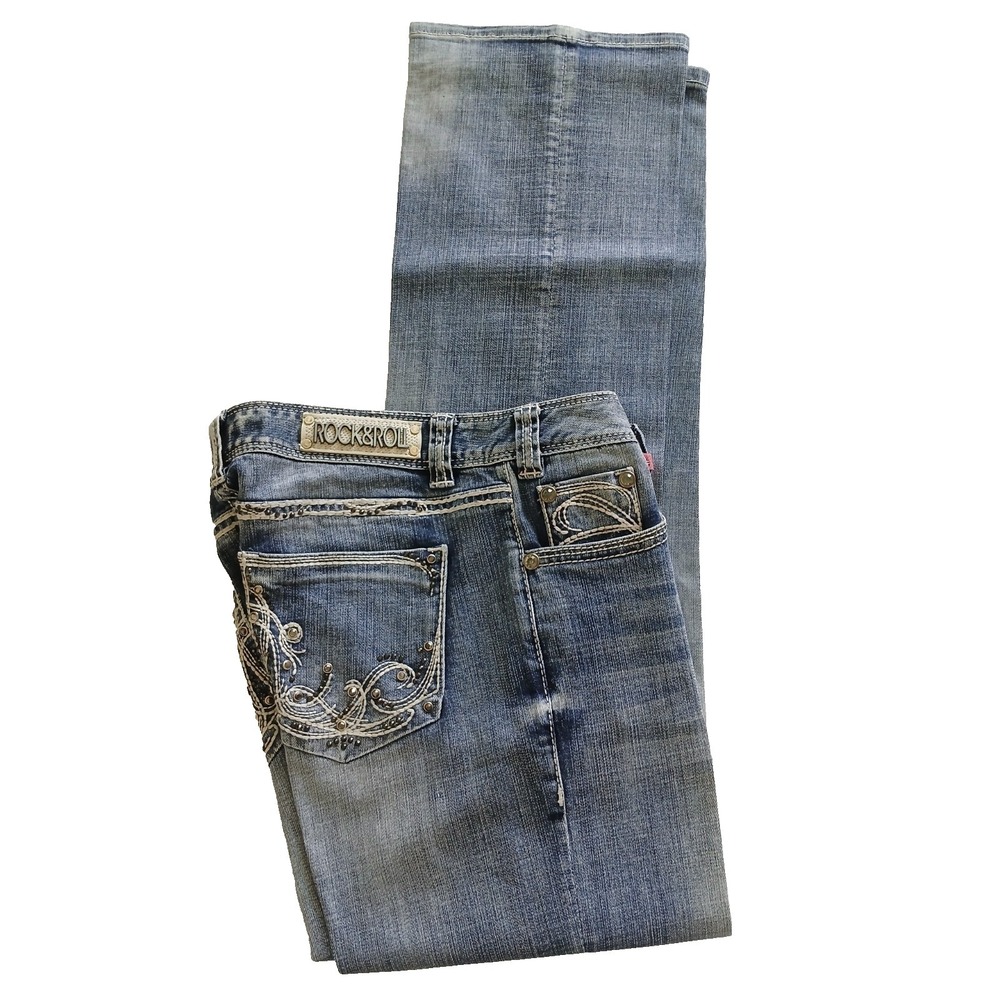 Rock & Roll Cowgirl Mid-rise Embellished Denim Jeans Women's 31 x 34